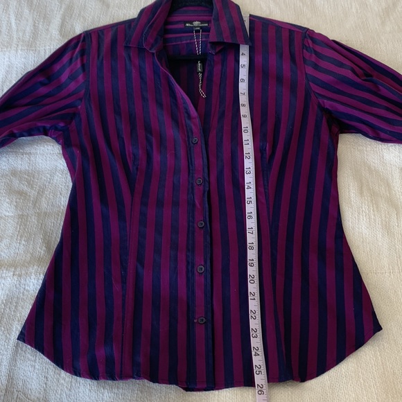 Ben Sherman purple striped 100% cotton button down tailored shirt - Picture 11 of 11